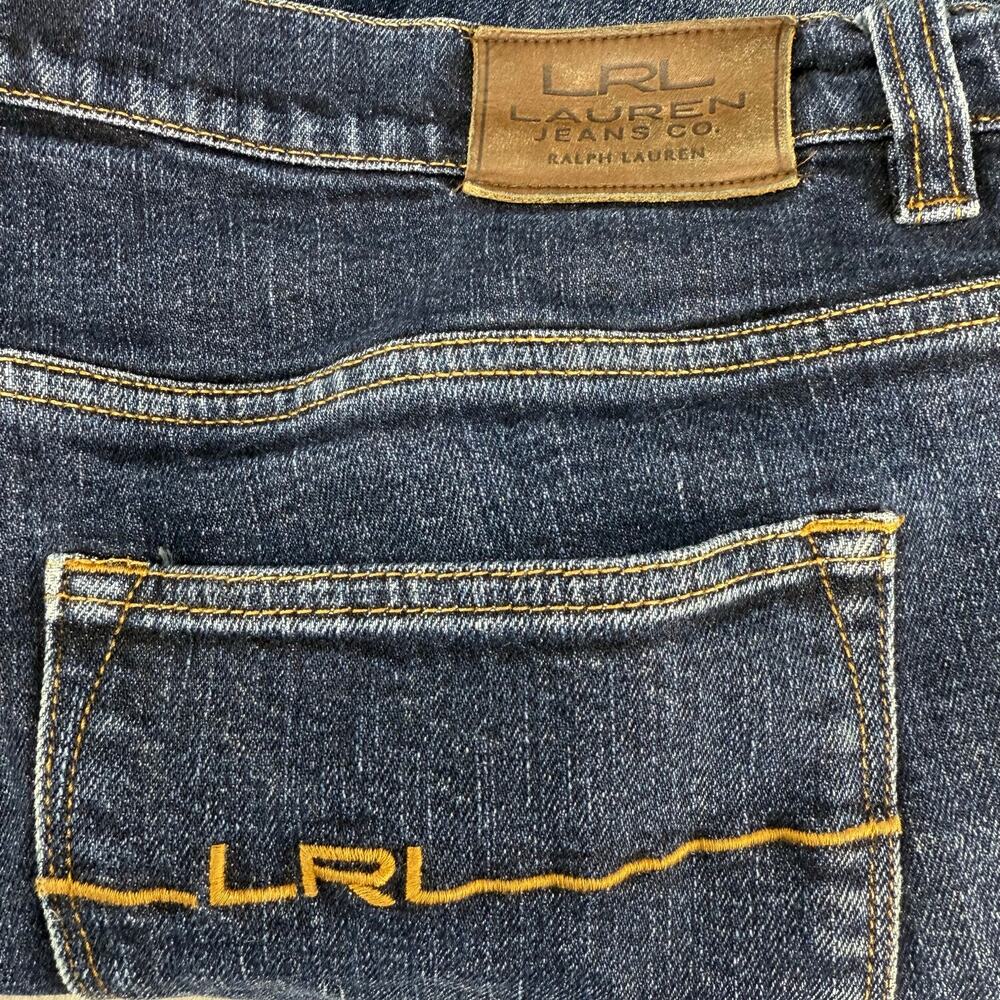 Lauren Jeans Co Women's Jeans 14P Dark Blue Logo Pocket Classic Straight - Picture 4 of 13